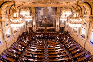 The House floor in the Pa. Capitol. The chamber is controlled by Democrats for the first session in more than a decade.