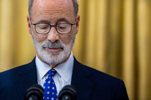 Pennsylvania Governor Tom Wolf, whose transparency promises have fallen short, speaks at a school in Philadelphia, PA.