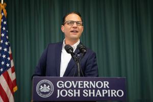 Governor Josh Shapiro in Scranton, Pennsylvania.