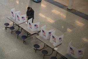 A man votes in a 2020 Bucks County special election. This week, there will be three Allegheny County special elections.