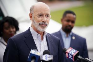 Gov. Tom Wolf speaks at a news conference in his Capitol offices on Wednesday, Jan. 29, 2020 in Harrisburg, Pa.