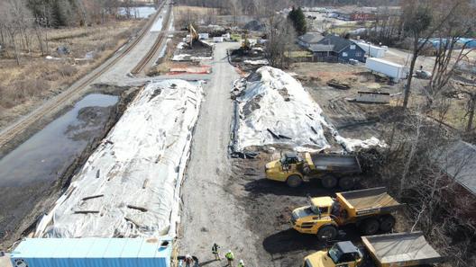 A pile of excavated soil waiting for removal from East Palestine, Ohio in March 2023.